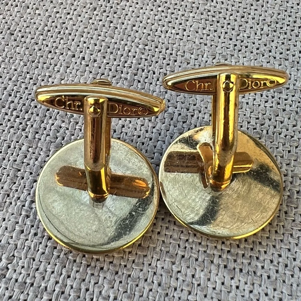 Christian Dior Gold Tone Cufflinks Cuff Links